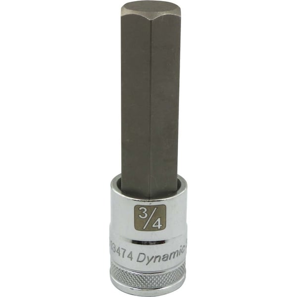 Tools 1/2" Drive SAE Hex Head, 3/4" Long Bit, Chrome Finish Socket